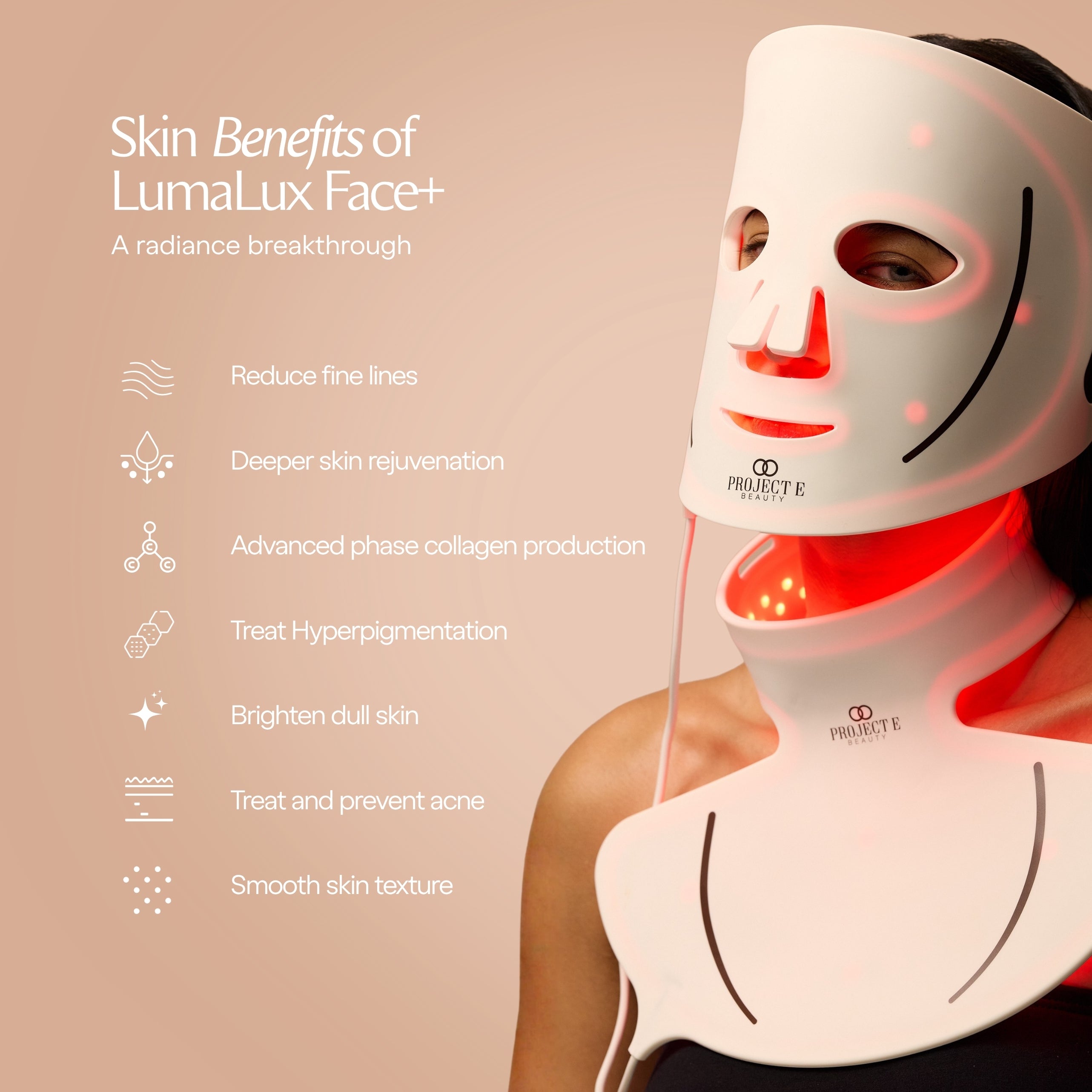 LumaLux Face+ | Pro LED Red Light Therapy Face & Neck Mask