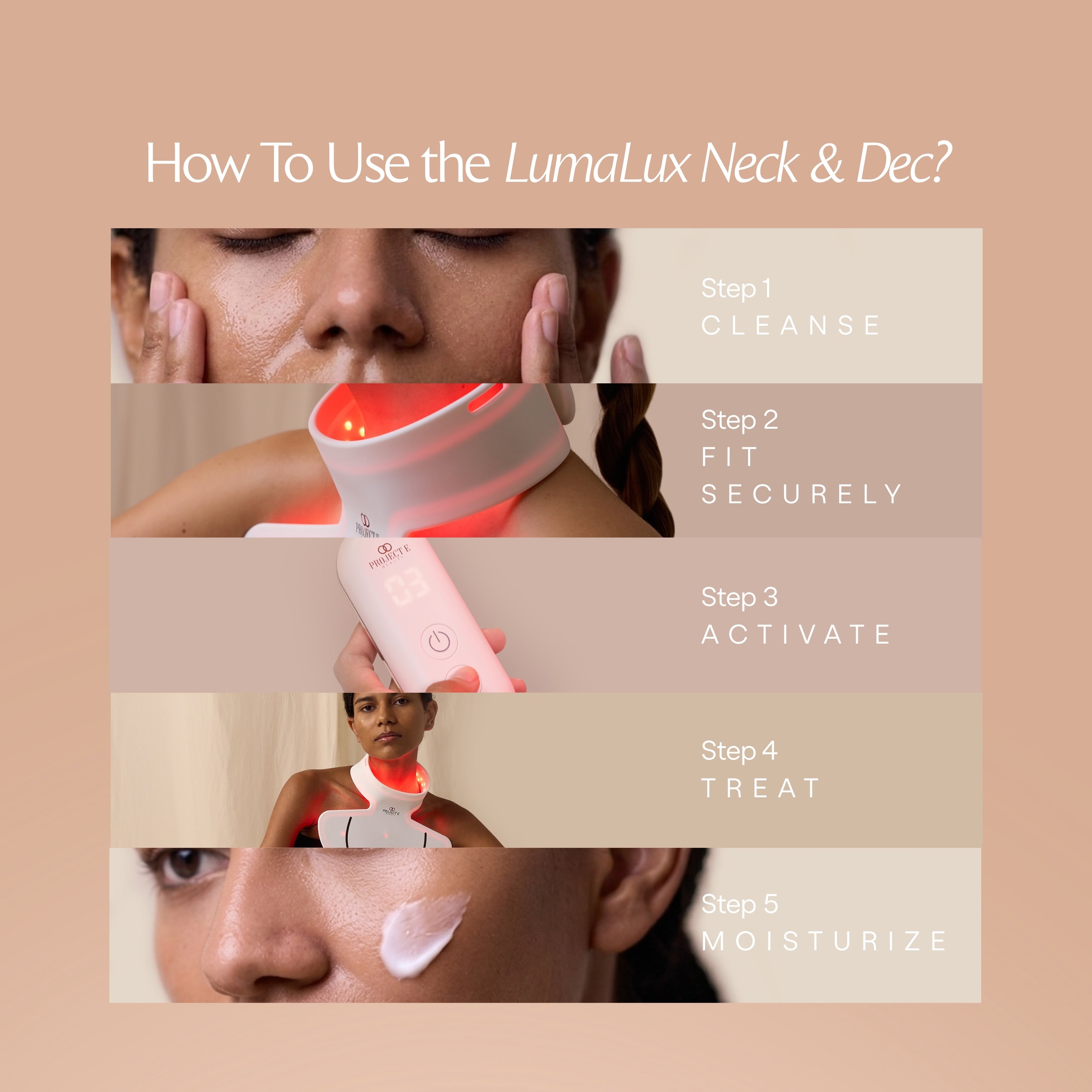 LumaLux Neck & Dec | Pro LED Red Light Therapy Mask - Project E Beauty