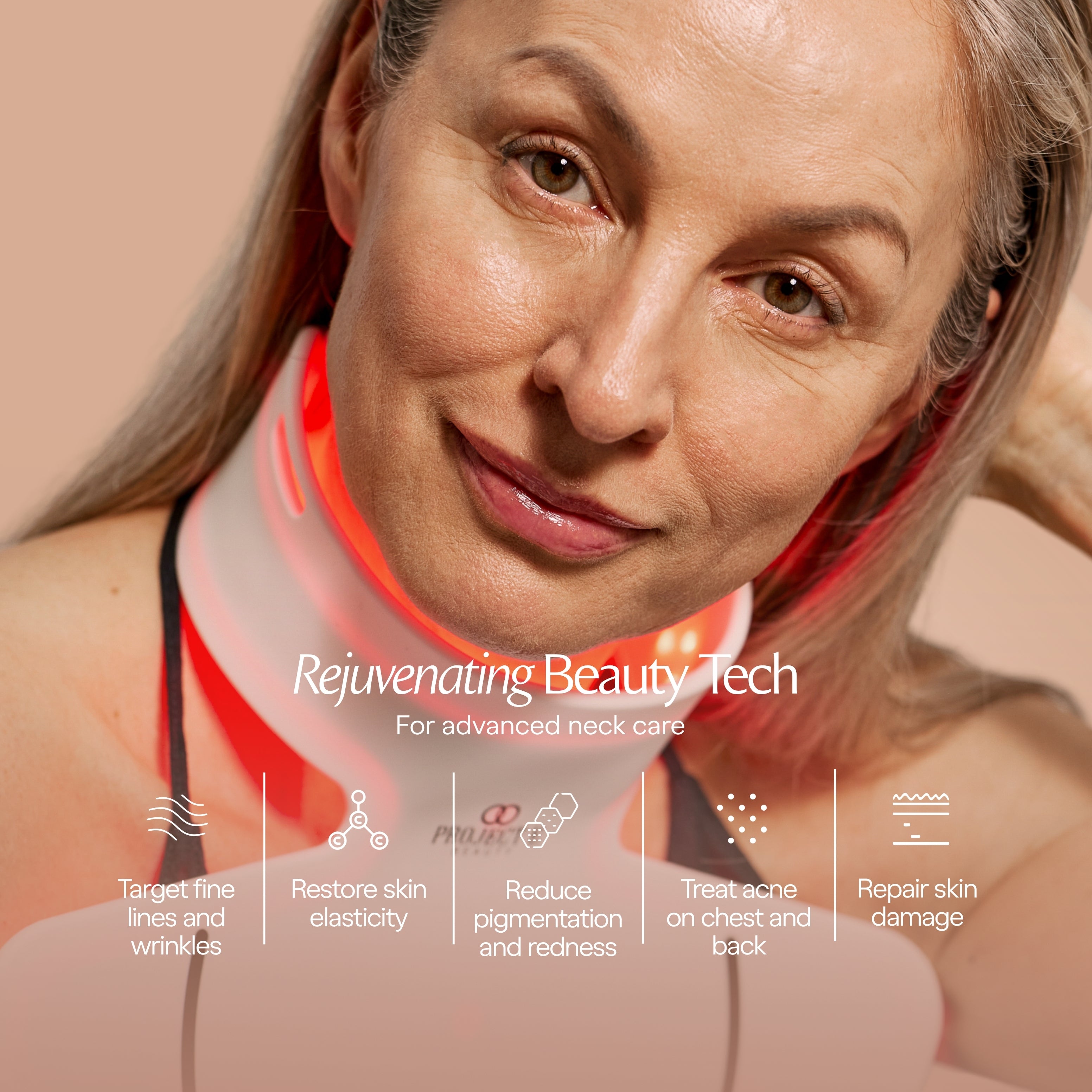 LumaLux Neck & Dec | Pro LED Red Light Therapy Mask - Project E Beauty
