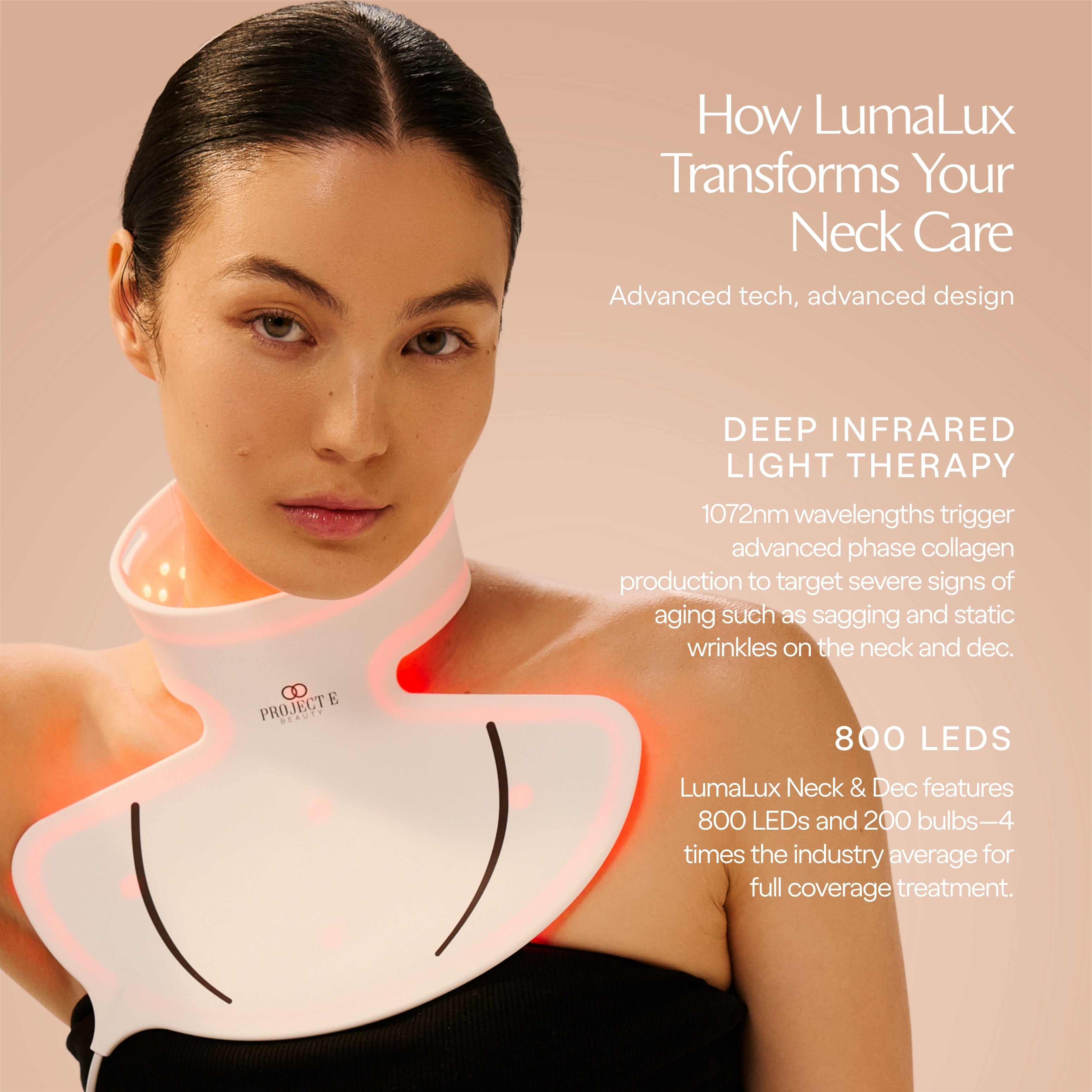 LumaLux Neck & Dec | Pro LED Red Light Therapy Mask - Project E Beauty